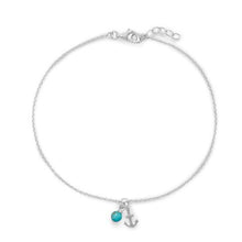 Load image into Gallery viewer, Anchor and Turquoise Anklet - Reel Nauti Outfitters
