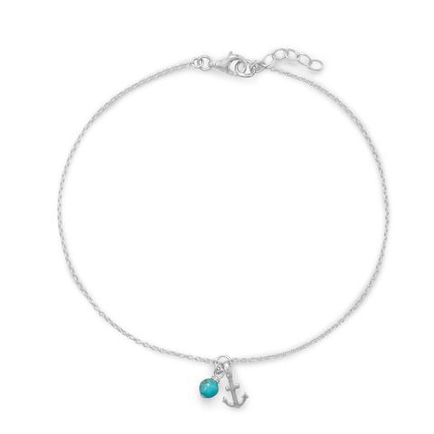 Anchor and Turquoise Anklet - Reel Nauti Outfitters